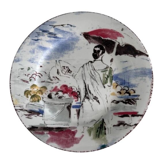 Set Of 4 Pier 1 Destination Multicolor Porcelain Dessert Salad Plates - Picture 5 of 8